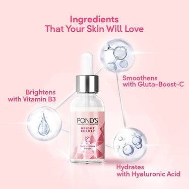 Pond's  Face Care combo - Bright Beauty Spot-less Glow Serum, Infused with Hyaluronic Acid, Vitamin B3, Gluta-Boost-C, 30ml + Spot-less Glow Face Wash with Vitamins, 200g